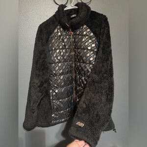 Black Faux Fur Women's zip up Jacket